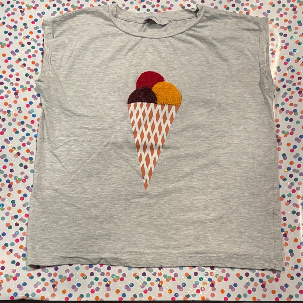 Ice Cream Graphic Kids T-Shirt - Gray